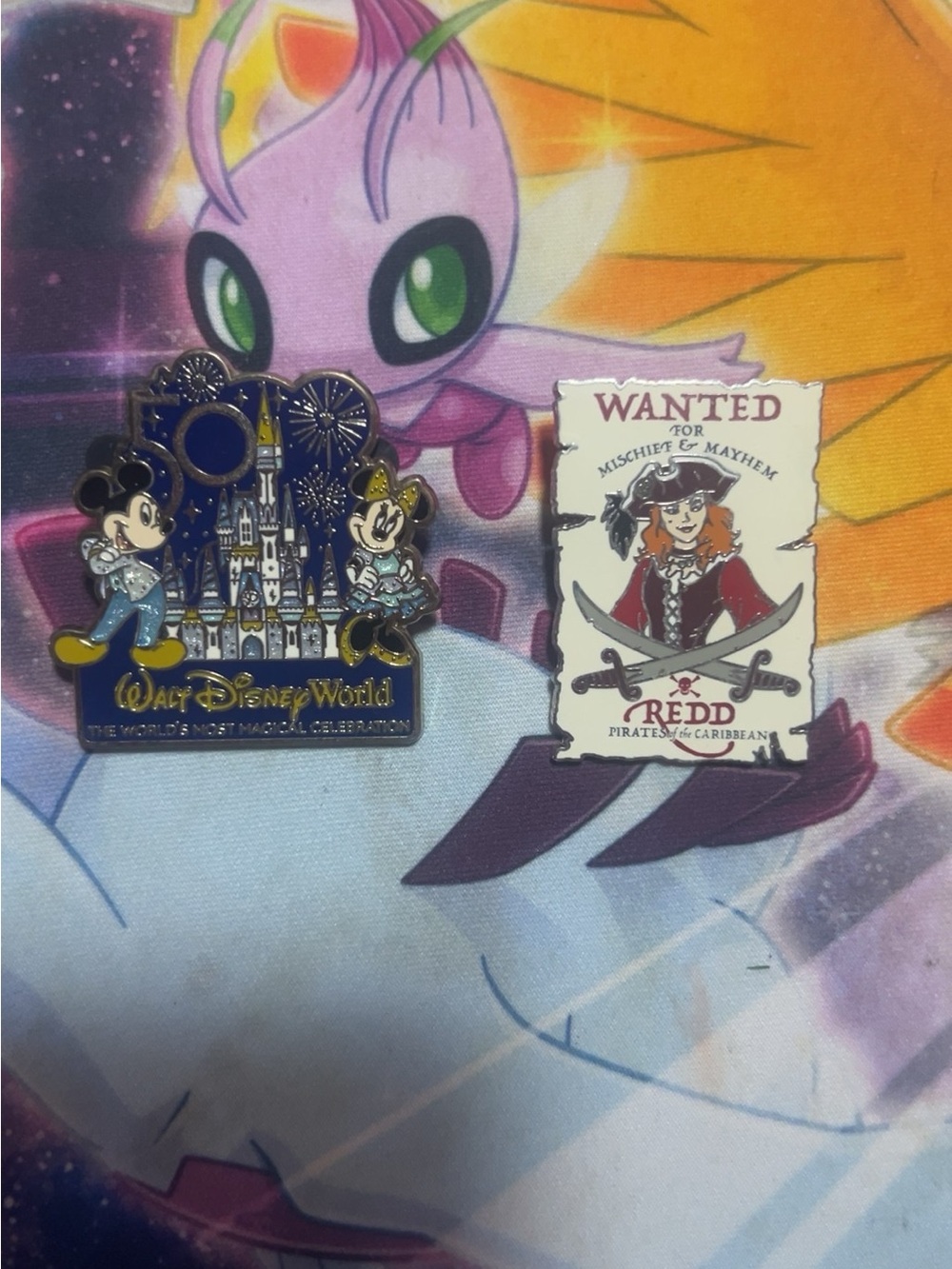 Walt Disney World Enamel Pin Set, 50th Anniversary and Redd Wanted Poster